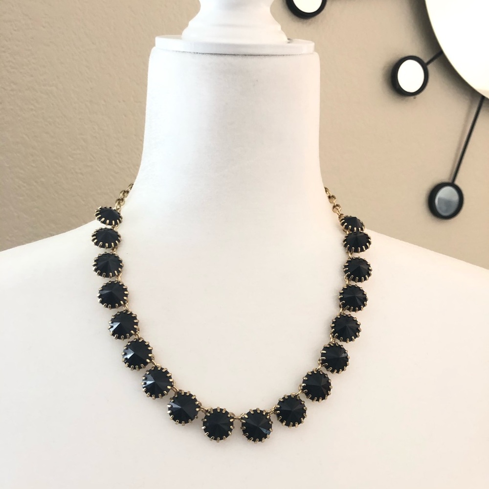 J Crew Navy Blue Beads Statement Bib Necklace